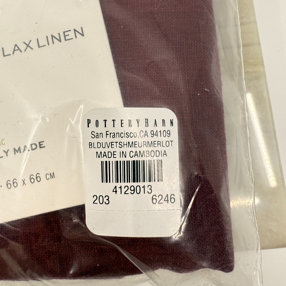 Pottery Barn Belgian Flax Linen Merlot Set Of Two Euro Shams Luxury Natural - Picture 5 of 5